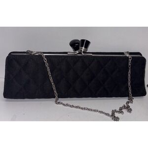 Sondra Roberts Black Fabric Quilted Style Clutch Purse Handbag SR166